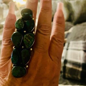 Large statement turquoise ring— genuine, natural turquoise, and silver.